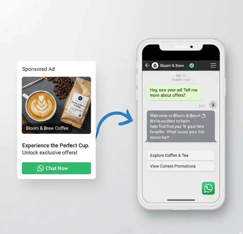 Click to WhatsApp Ads - Mobile ad to chat flow